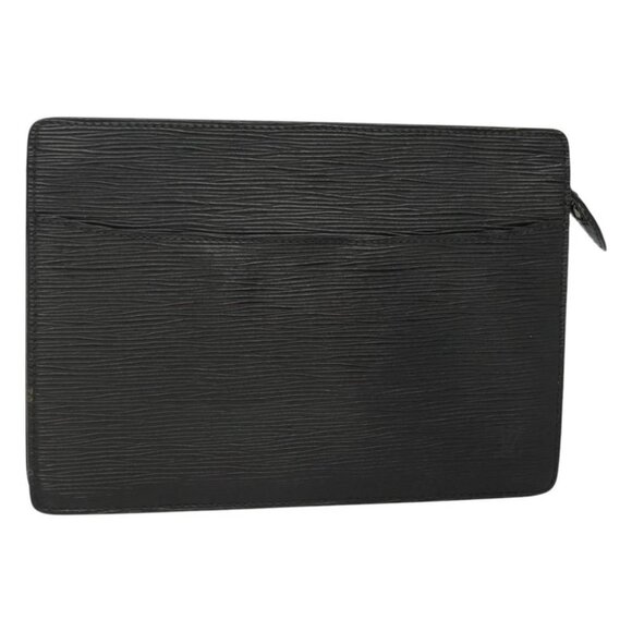 LOUIS VUITTON Epi Pochette Homme Clutch Bag Black Noir - Picture 1 of 16